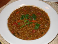 Lentil and sausage soup is a classic