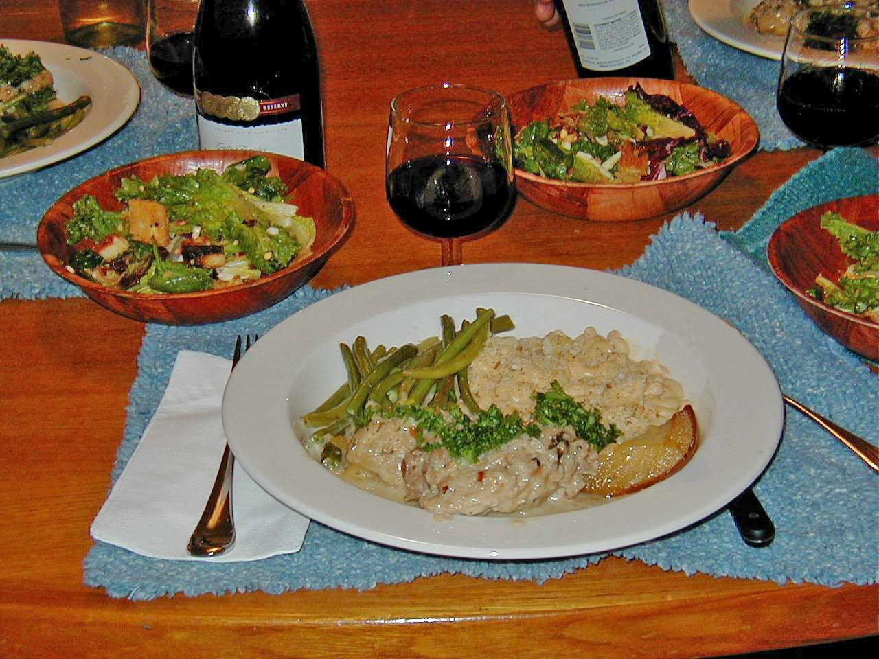 The meal begins with a scrumptious salad.