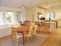 Guest house has large expandable dining room table.